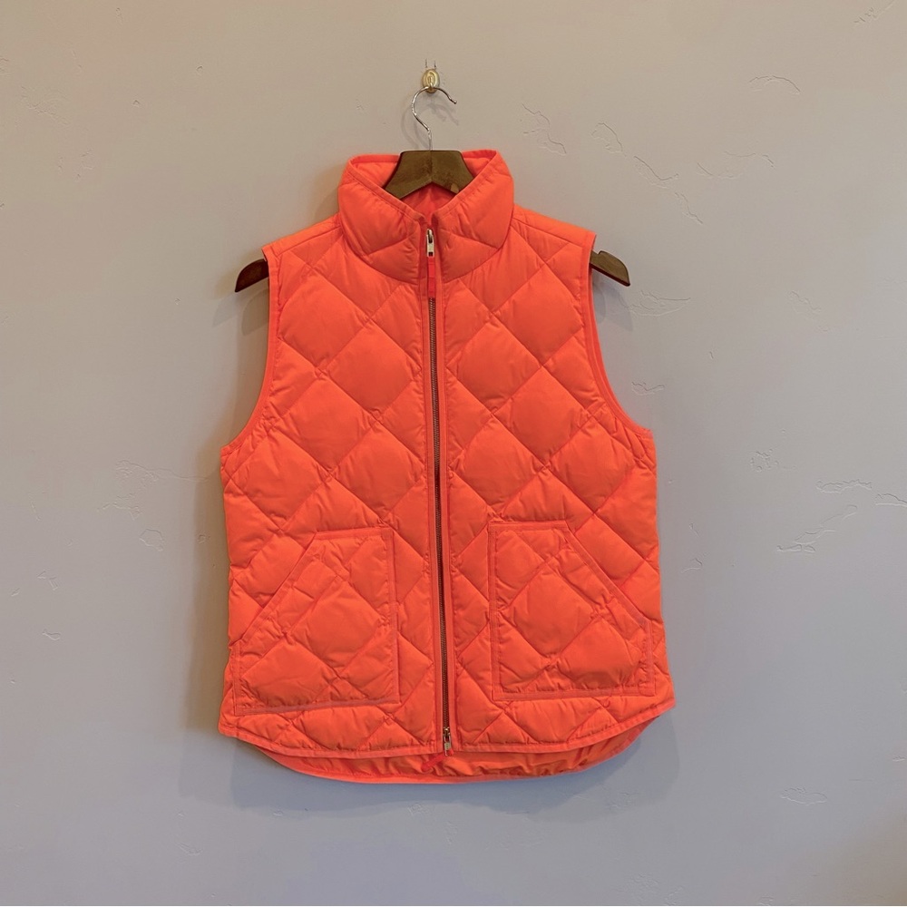 J.CREW Classic Neon Orange Pink Excursion Quilted Puffer Vest